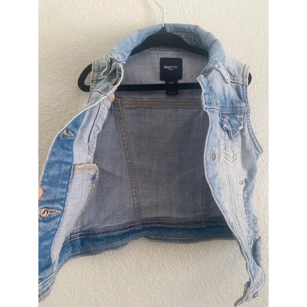 Gap Kids Distressed Blue Jean Denim Vest Indie Y2K 4/5 XS